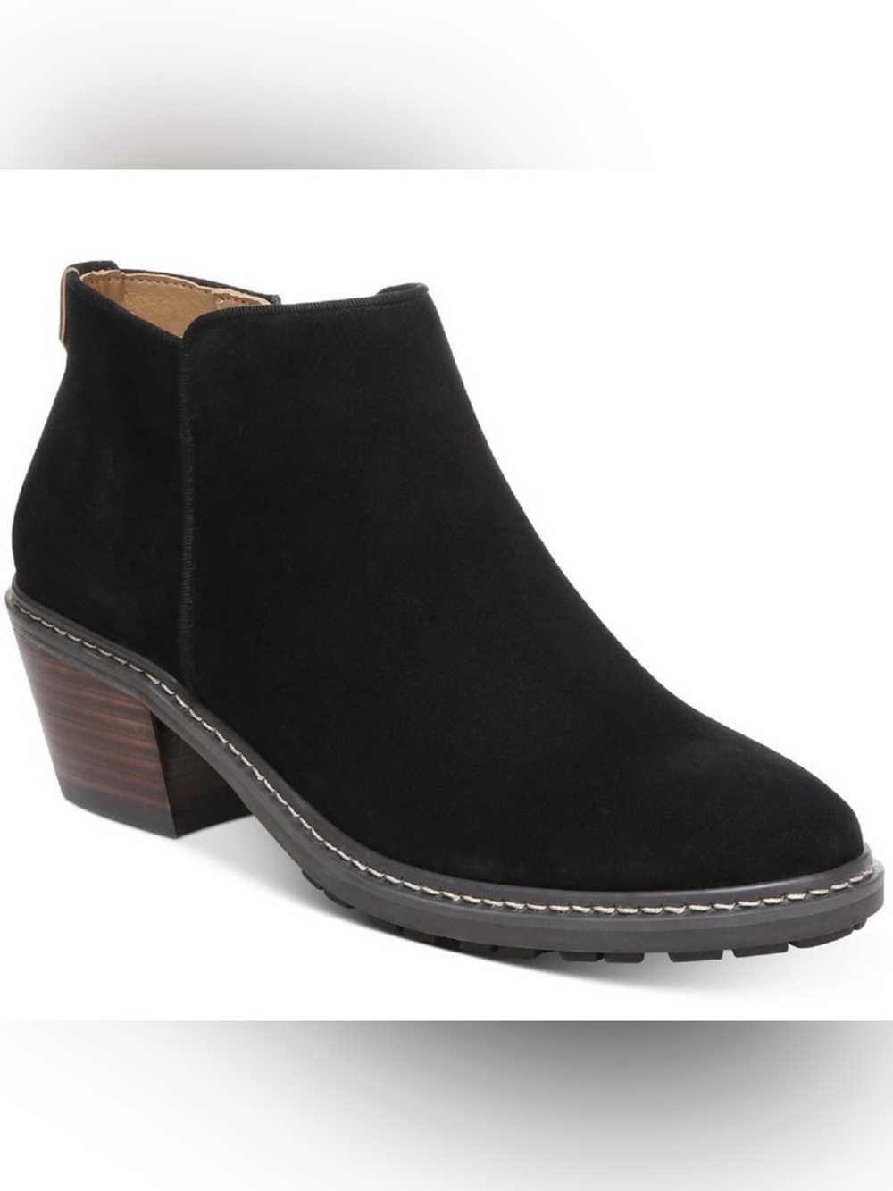Sam Edelman Pryce Black Suede Ankle Booties Size 11M Block Heel Side Zip Classic